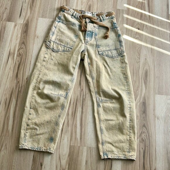 WE THE FREE Moxie Pull-On Barrel Jeans in Cowboy Khaki Sz 24 or 25 - runs big - Picture 5 of 16